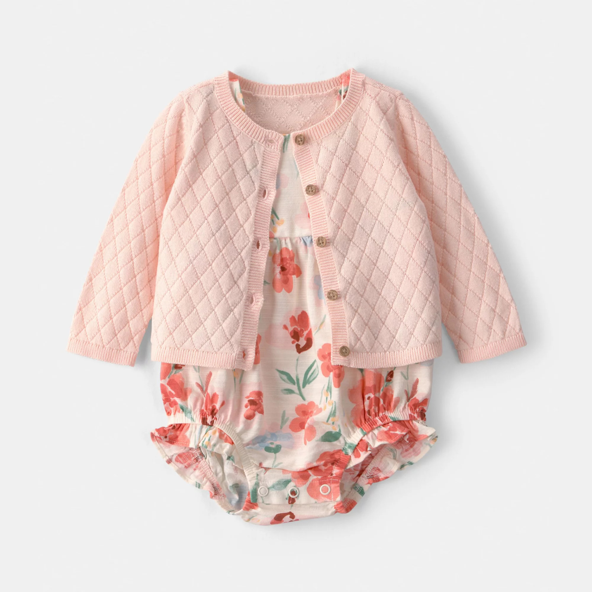 Baby Girl Carter's 2-pc. Floral Cardigan & Bubble Romper Set | Kohl's
