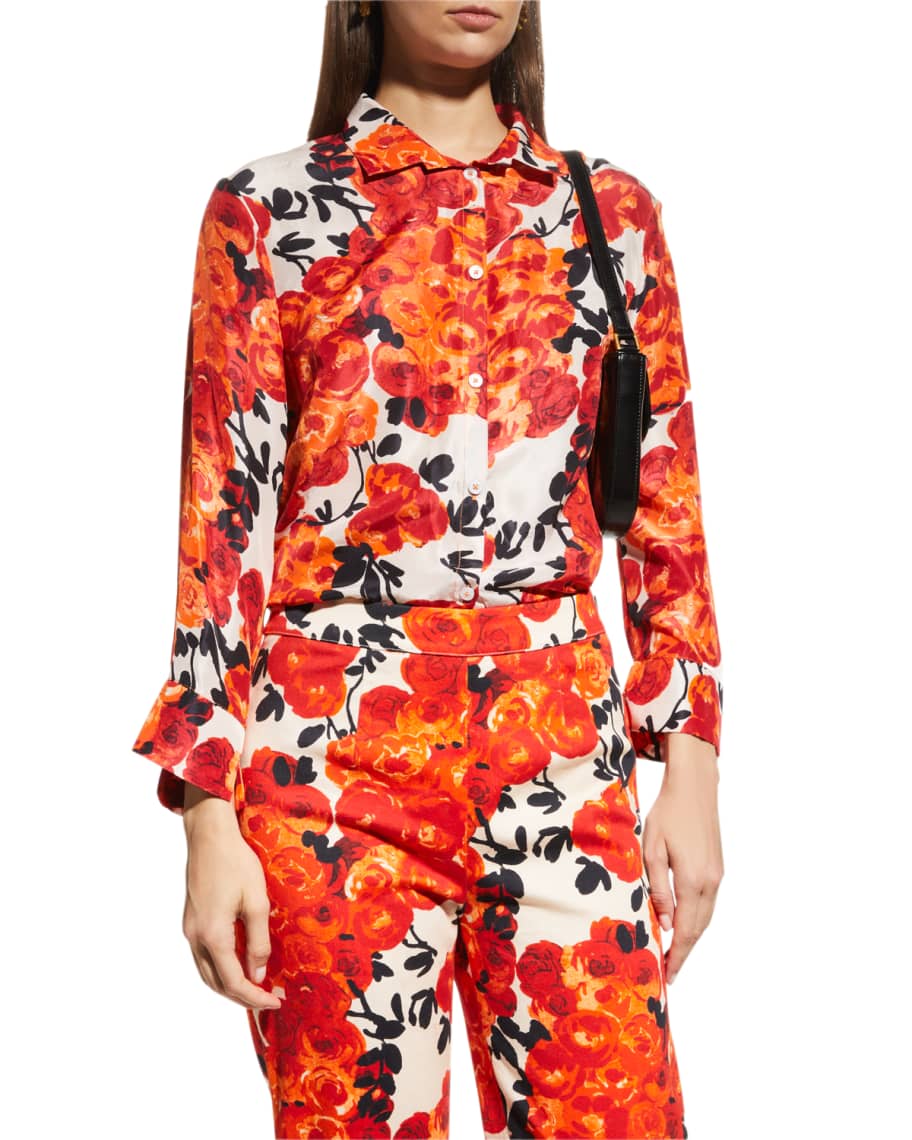 Harriet Rose Floral Button-Front Shirt | Neiman Marcus