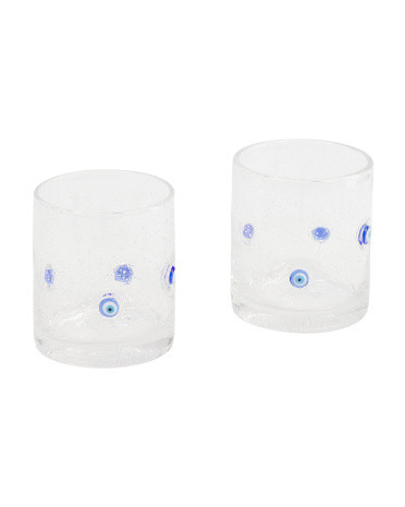 Set Of 2 Hamsa Eye Bubble Double Old Fashioned Glasses | Drinkware | Marshalls | Marshalls