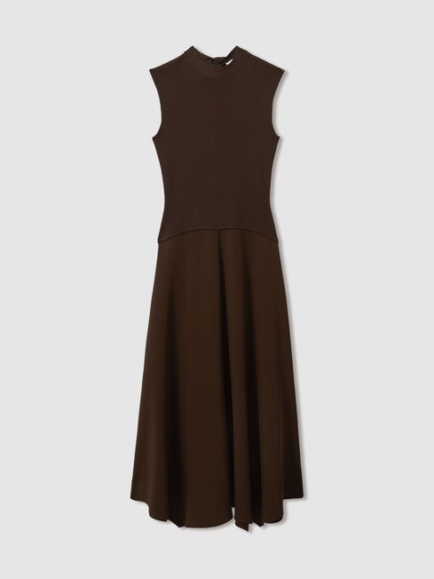 Lani
                Hybrid Knit Tie Back Midi Dress | Reiss US