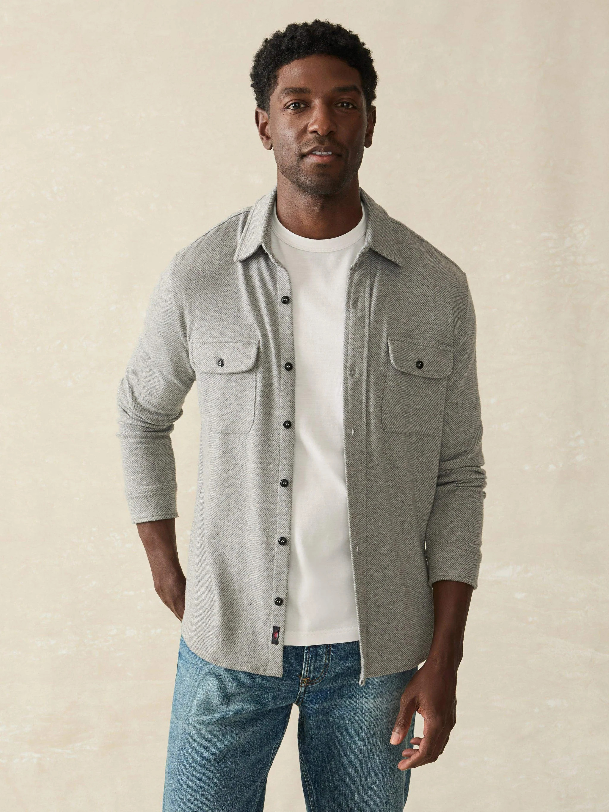 Legend™ Sweater Shirt - Fossil Grey Twill | Faherty