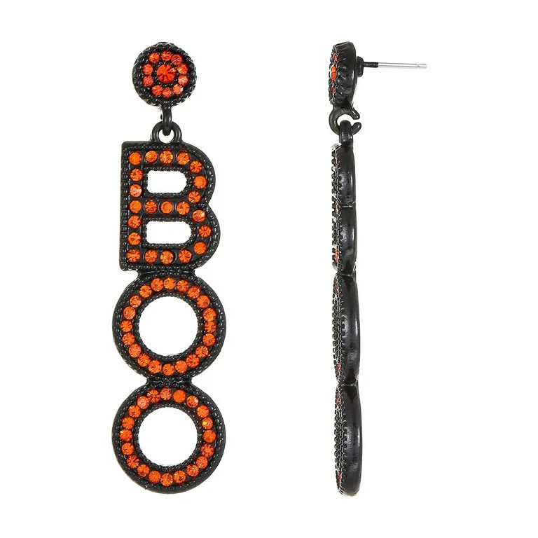 Way to Celebrate Halloween BOO Earrings, Black and Orange, 1 Pair, Female | Walmart (US)