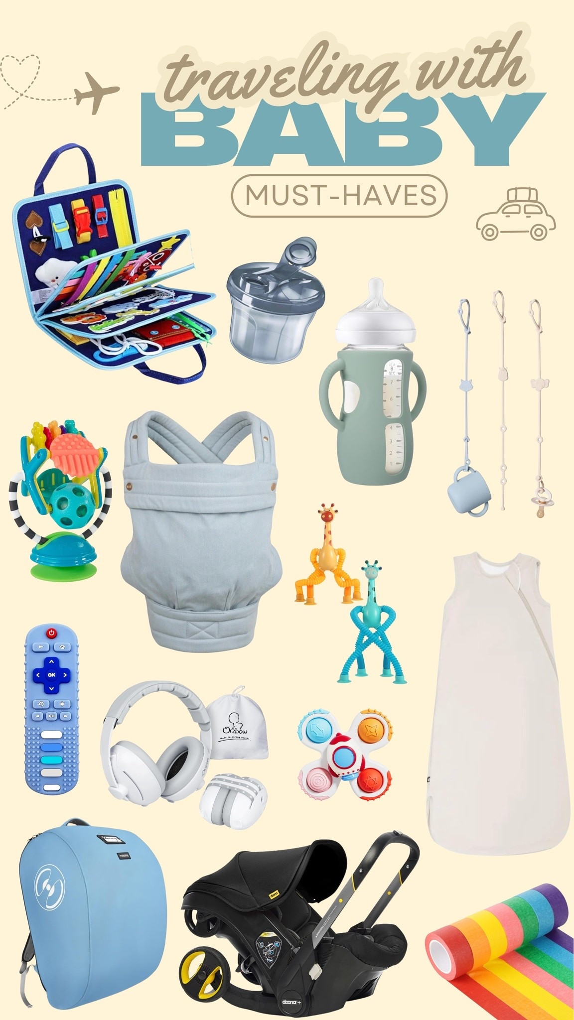 Baby travel must haves for car and airplane - what I used for my 8 month old to keep him busy