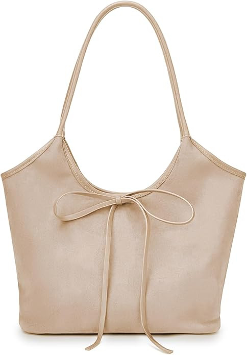Vintage Suede Bow Tote Bag for Women Girls Slouchy Shoulder Bag Large Capacity Hobo Bag Satchel P... | Amazon (US)