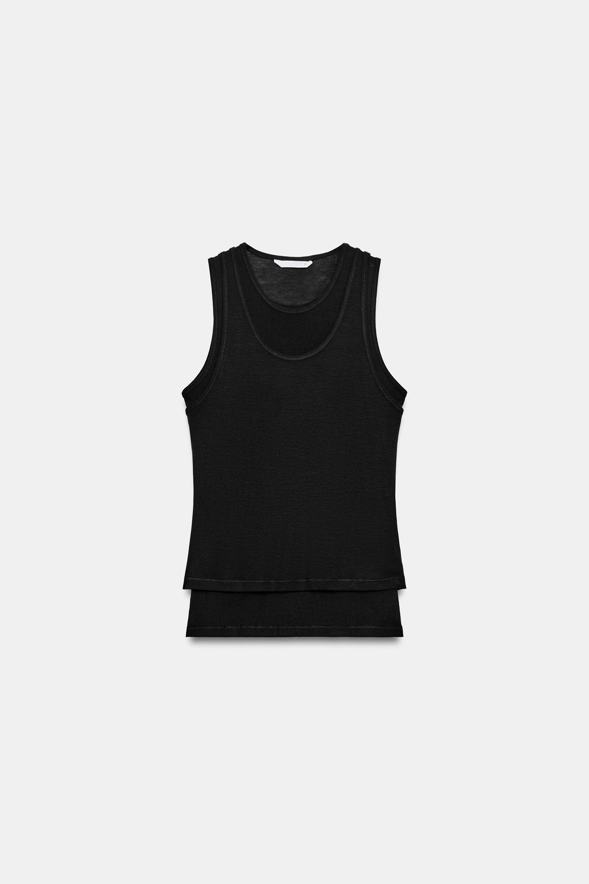 SLIM FIT - ROUND NECK - REGULAR LENGTH - SLEEVELESST-shirt with main fabric made from lyocell yar... | Zara US