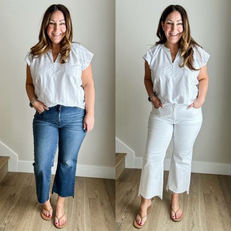 Jeans under $20 from Walmart 

These cropped flare jeans are stretchy and so cute but I did size up to a 14, the white is sheer at the pockets so wear longer top or skip the white. Wearing blouse in a large. 

Spring outfit, casual outfit, spring jeans 

#LTKfindsunder50 #LTKSeasonal #LTKmidsize