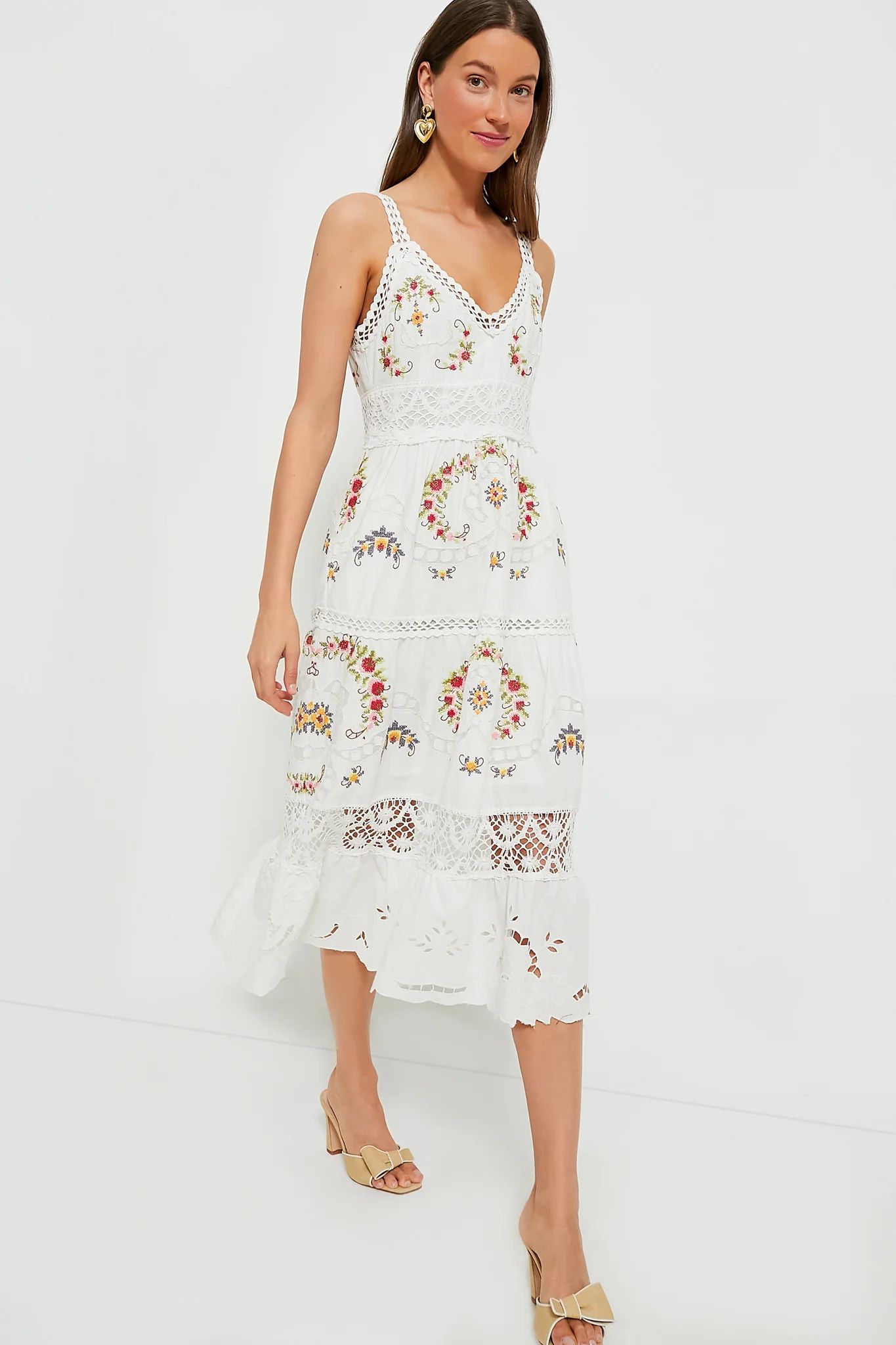 White Edwina Embroidery Sleeveless Dress | Tuckernuck (US)
