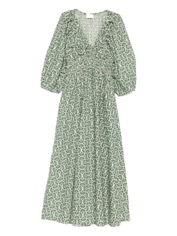 Matteau Smocked floral-print Dress | Green | FARFETCH | Farfetch Global