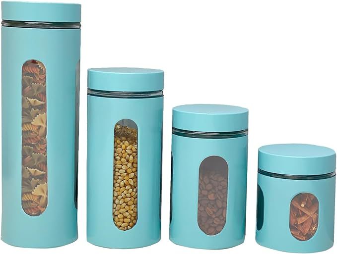 Kitchen Canisters Set For Countertop By Home Basics | Retro-Styled Canisters For Kitchen Counter ... | Amazon (US)