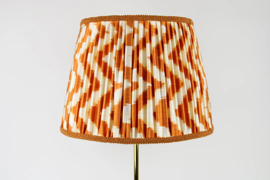 Handmade Orange Gathered Ikat Lampshade (customizable) | Etsy (US)
