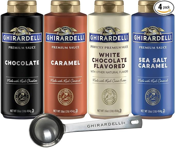 Ghirardelli Chocolate, Caramel, White Chocolate and Sea Salt Caramel Flavored Sauce 16 oz Bottles... | Amazon (US)