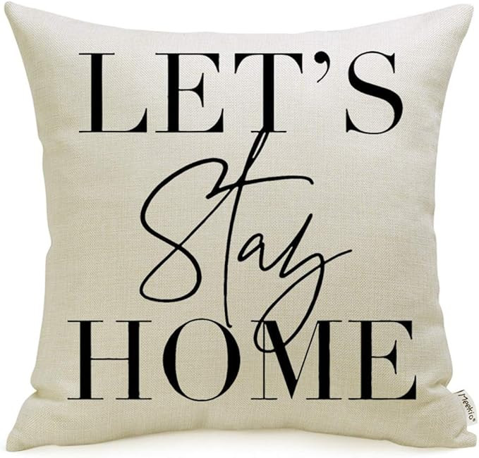 Meekio Farmhouse Pillow Covers with Let’s Stay Home Quote 18 x 18 for Farmhouse Décor Housewar... | Amazon (US)
