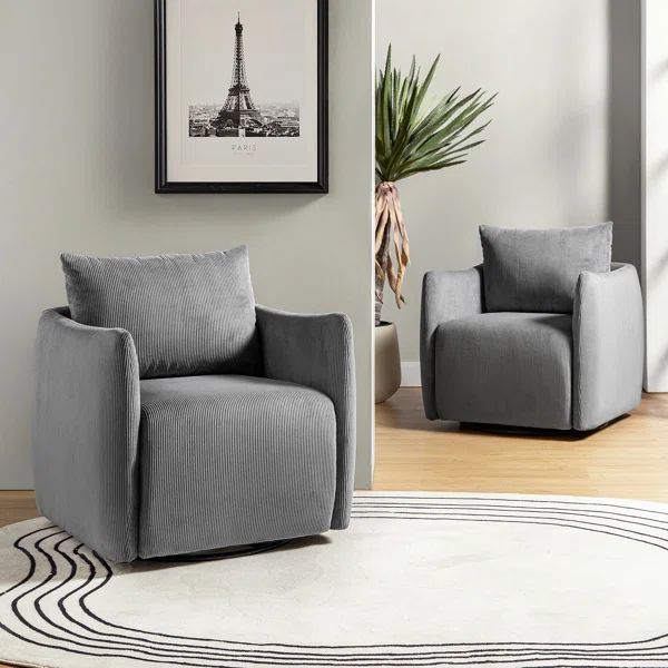 Arjin Upholstered Swivel Barrel Chair | Wayfair North America