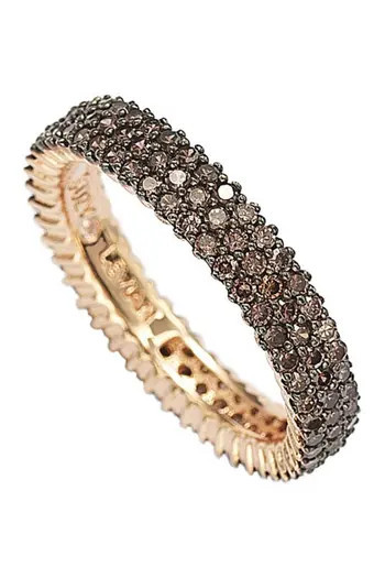 SUZY LEVIAN 14K Rose Gold Plated Micro-Pave Brown CZ Eternity Band Ring at Nordstrom Rack, Size 7.5 | Nordstrom Rack
