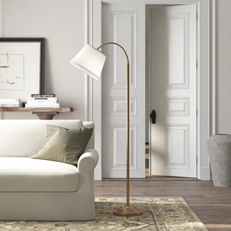 Flettere Satin Antique Brass 63" Satin Antique Brass Floor Lamp | Wayfair North America