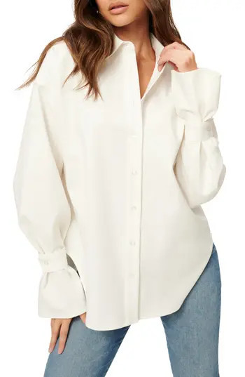 Good American Tabbed Button-Up Shirt in White001 at Nordstrom Rack, Size Xx-Small/x-Small | Nordstrom Rack