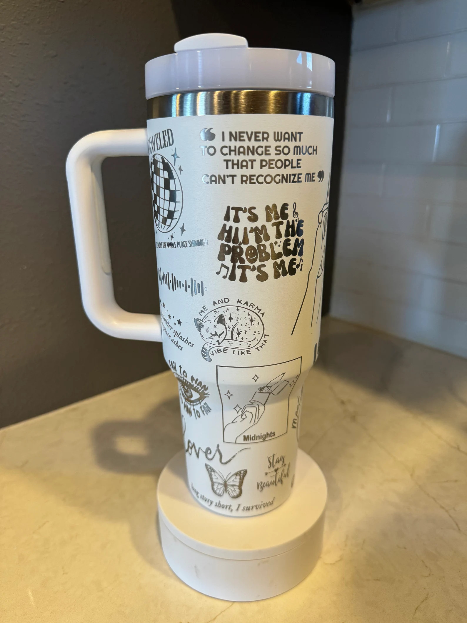 Pop Singer TS Inspired Wrap Laser Engraved on Your Choice of a 40oz Dupe, Stanley Quencher or Fli... | Etsy (US)