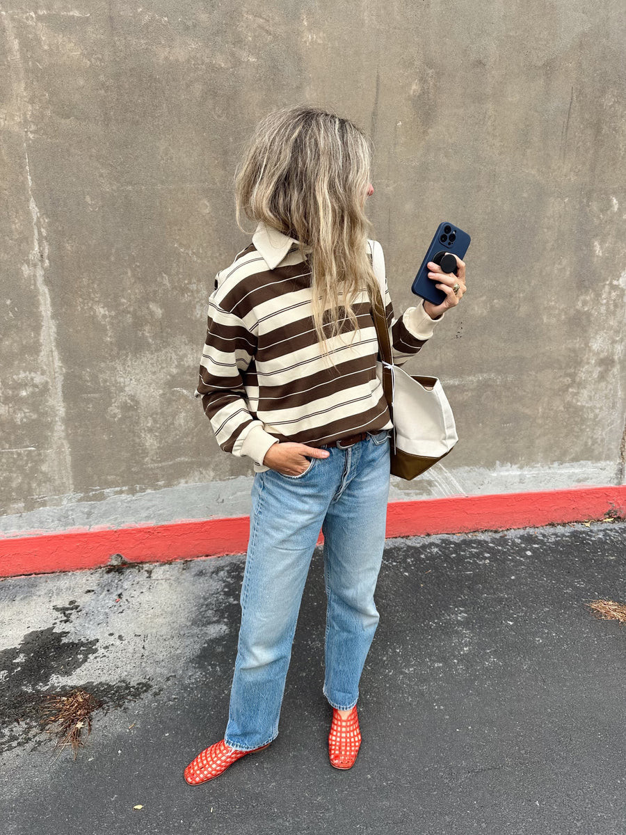 Cora Longsleeve Striped Polo | Ascot + Hart