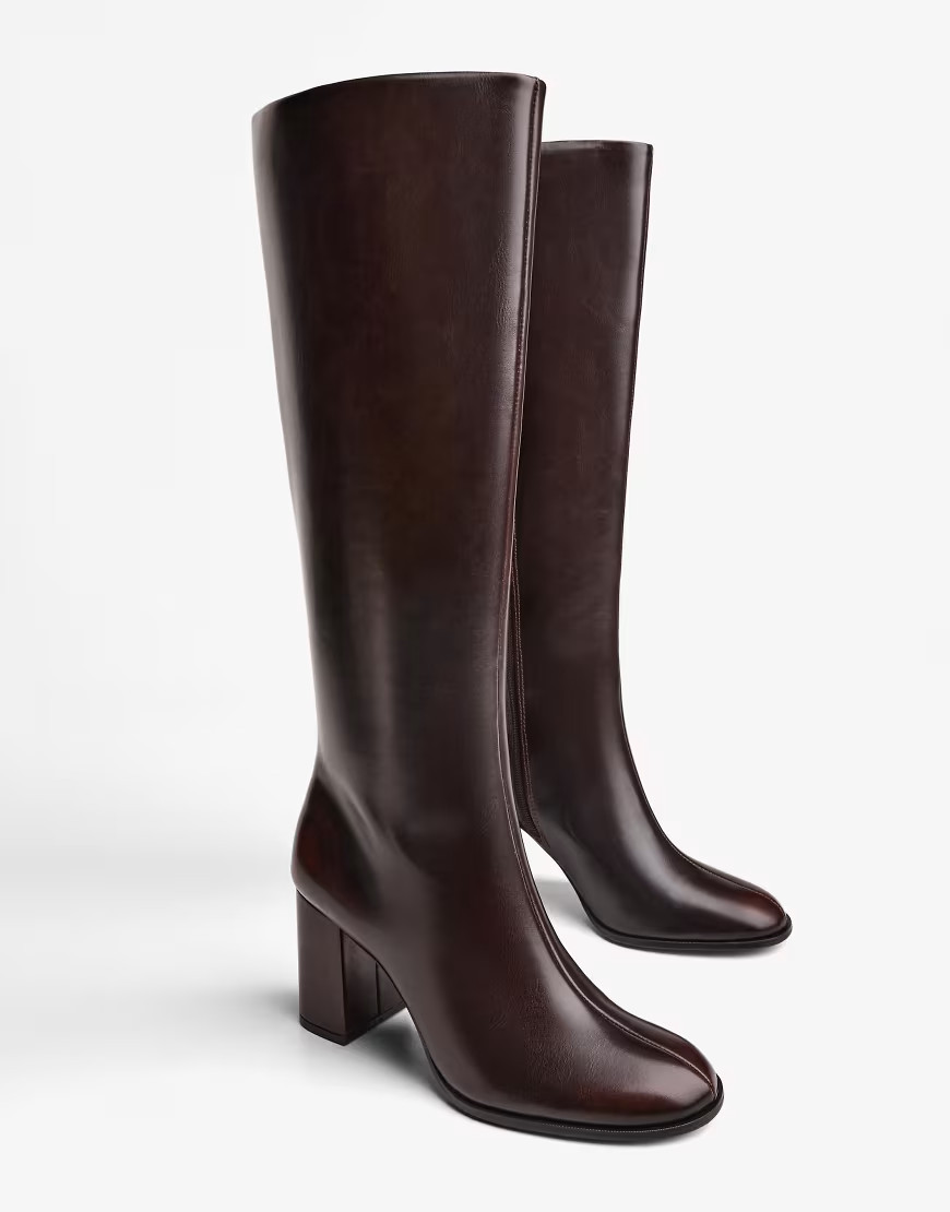 Bershka Block heel boots in brown | ASOS (Global)
