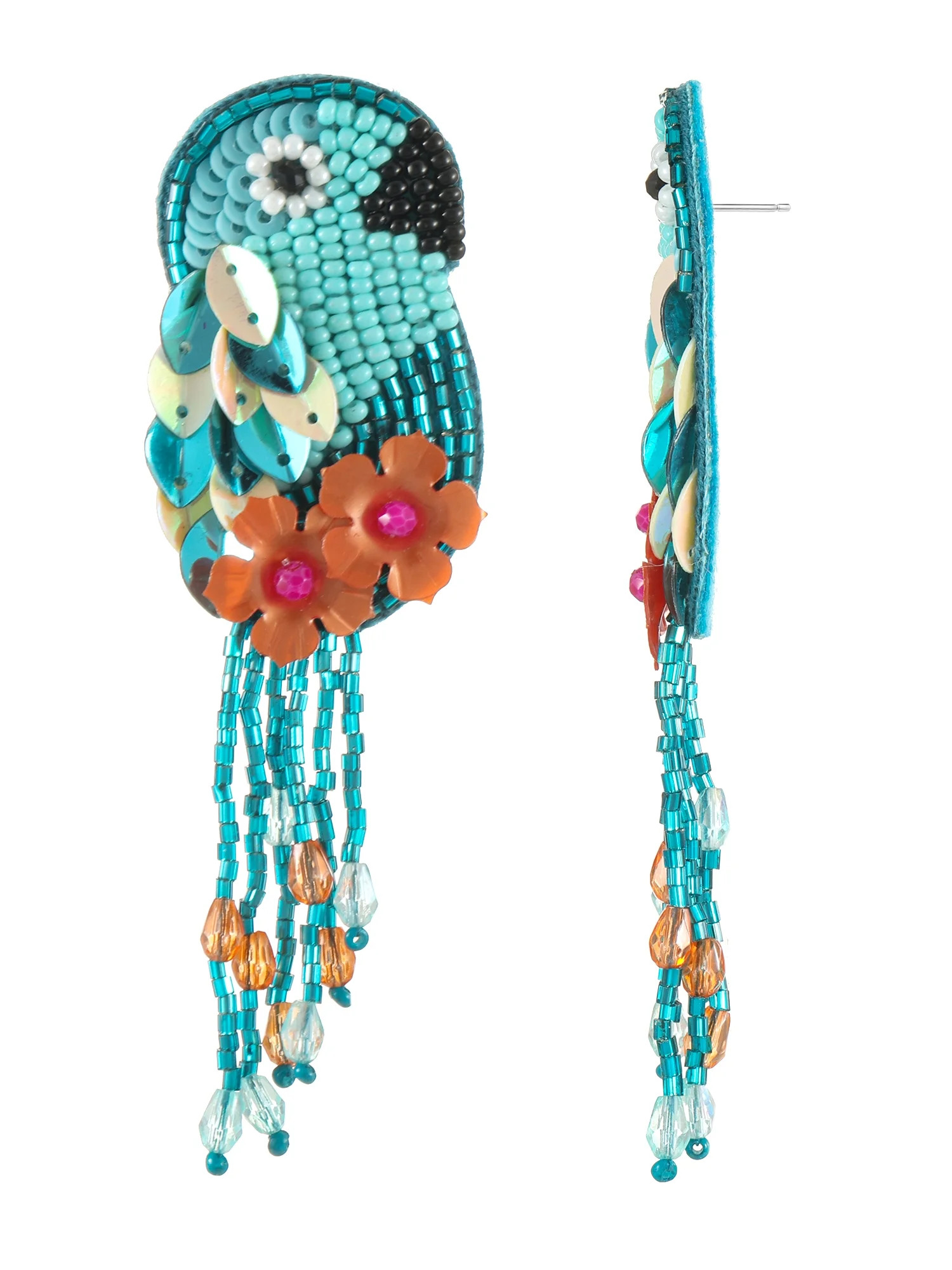 Time and Tru Beaded Parrot Earring, Multicolored, 1 Pair | Walmart (US)