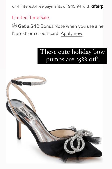 Holiday heels, sparkle bow heels, black heels, Christmas heels on sale for 25% off!

#LTKHoliday #LTKshoecrush #LTKsalealert