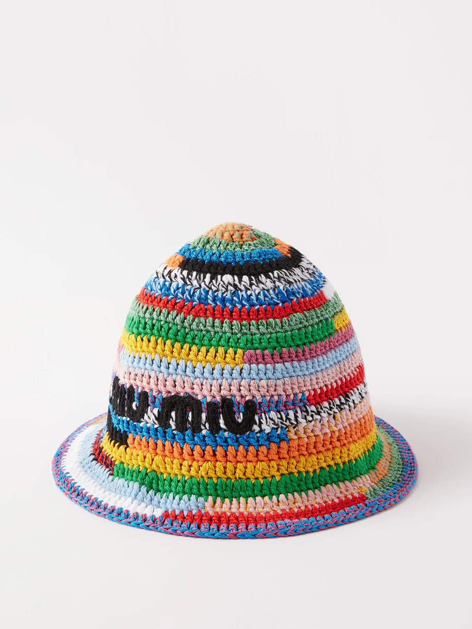 Striped crocheted cotton bucket hat | Miu Miu | Matches (UK)