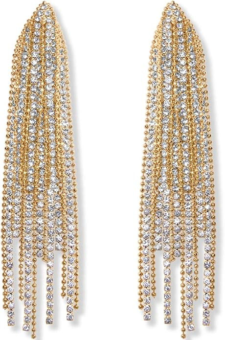 Humble Chic Simulated Diamond Long Earrings for Women - Cubic Zirconia Crystal Statement Dangle E... | Amazon (US)