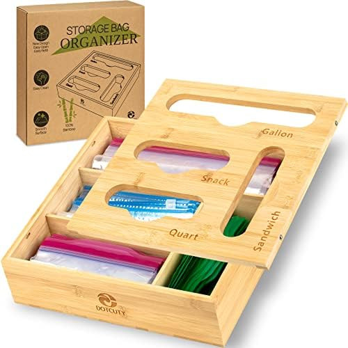 Amazon.com: Ziplock Bag Organizer for Drawer, Unique One-hand Operated Baggie Organizer Dispenser... | Amazon (US)