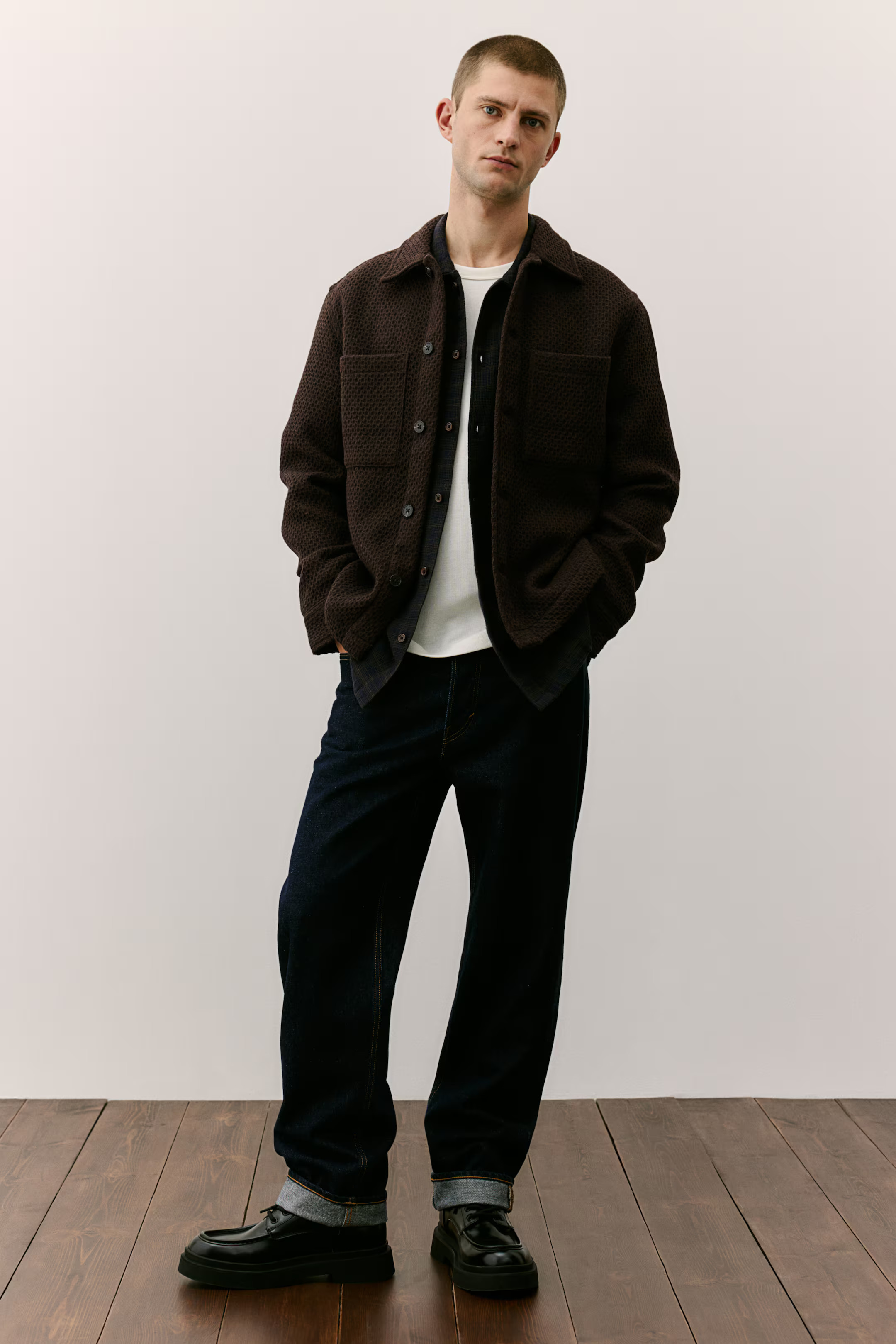 Regular Fit Waffled Overshirt - Brown - Men | H&M US | H&M (US + CA)