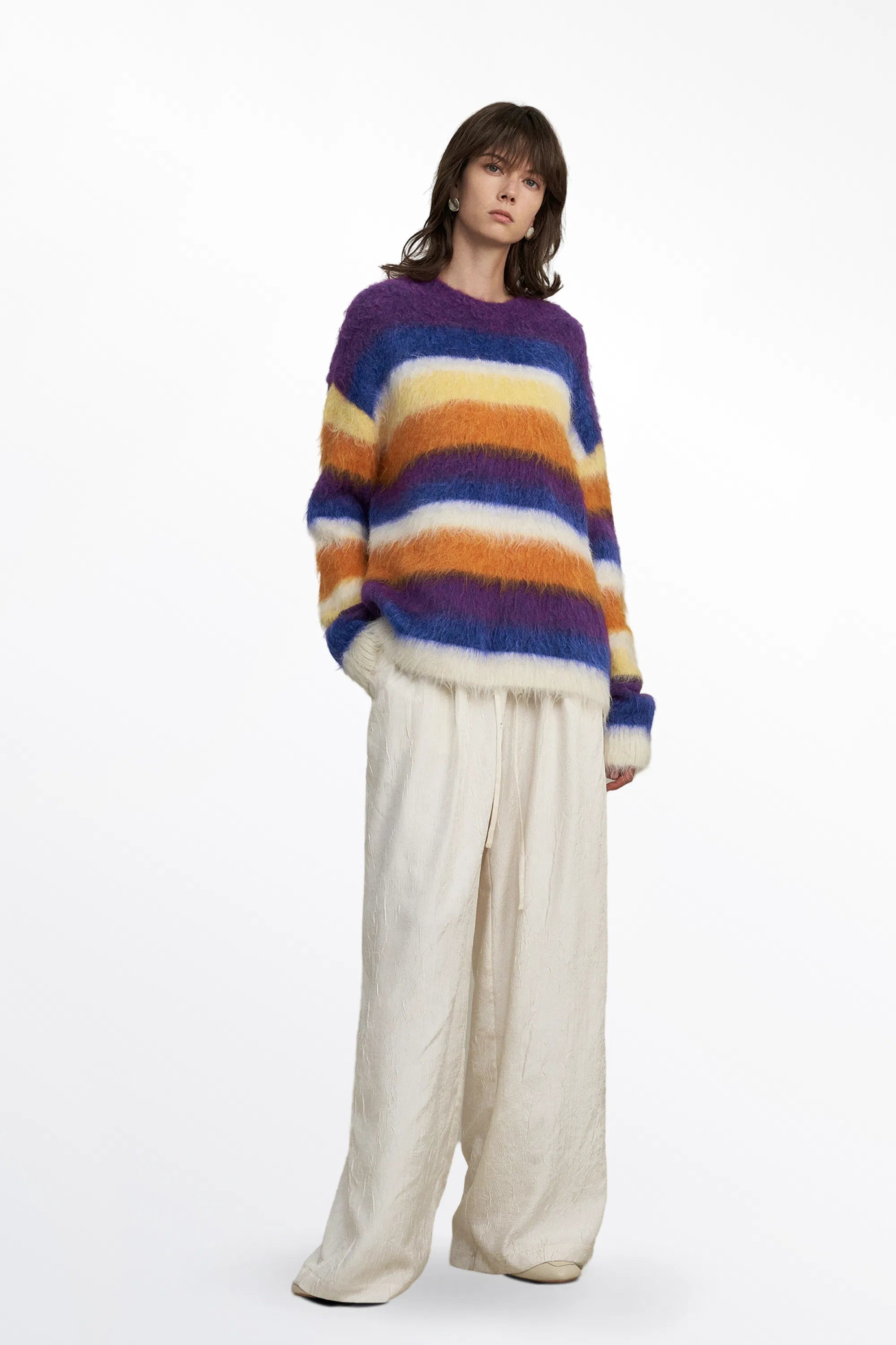 Marie Striped Knit Sweater in Alpaca Mohair Blend Knit | Fabrique