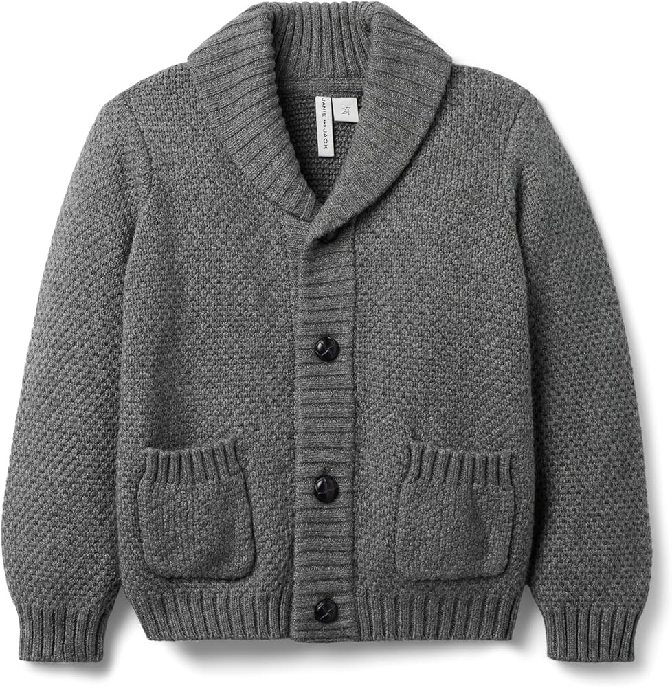 Janie and Jack Boys' Charcoal Shawl Collar Cardigan (Toddler/Little Big Kid) | Amazon (US)