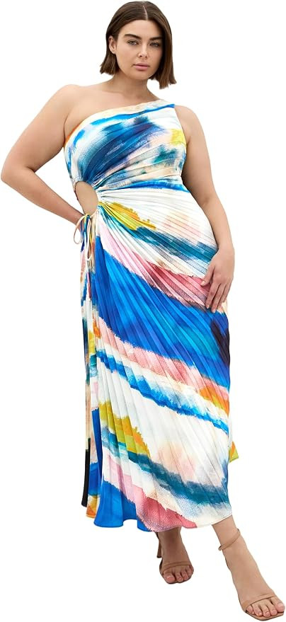 City Chic Plus Size Dress - Aliza Aspect Print Pleat Maxi | Amazon (US)