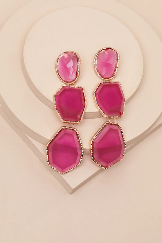 Kaysen Pink Stone Drop Earrings | Lulus
