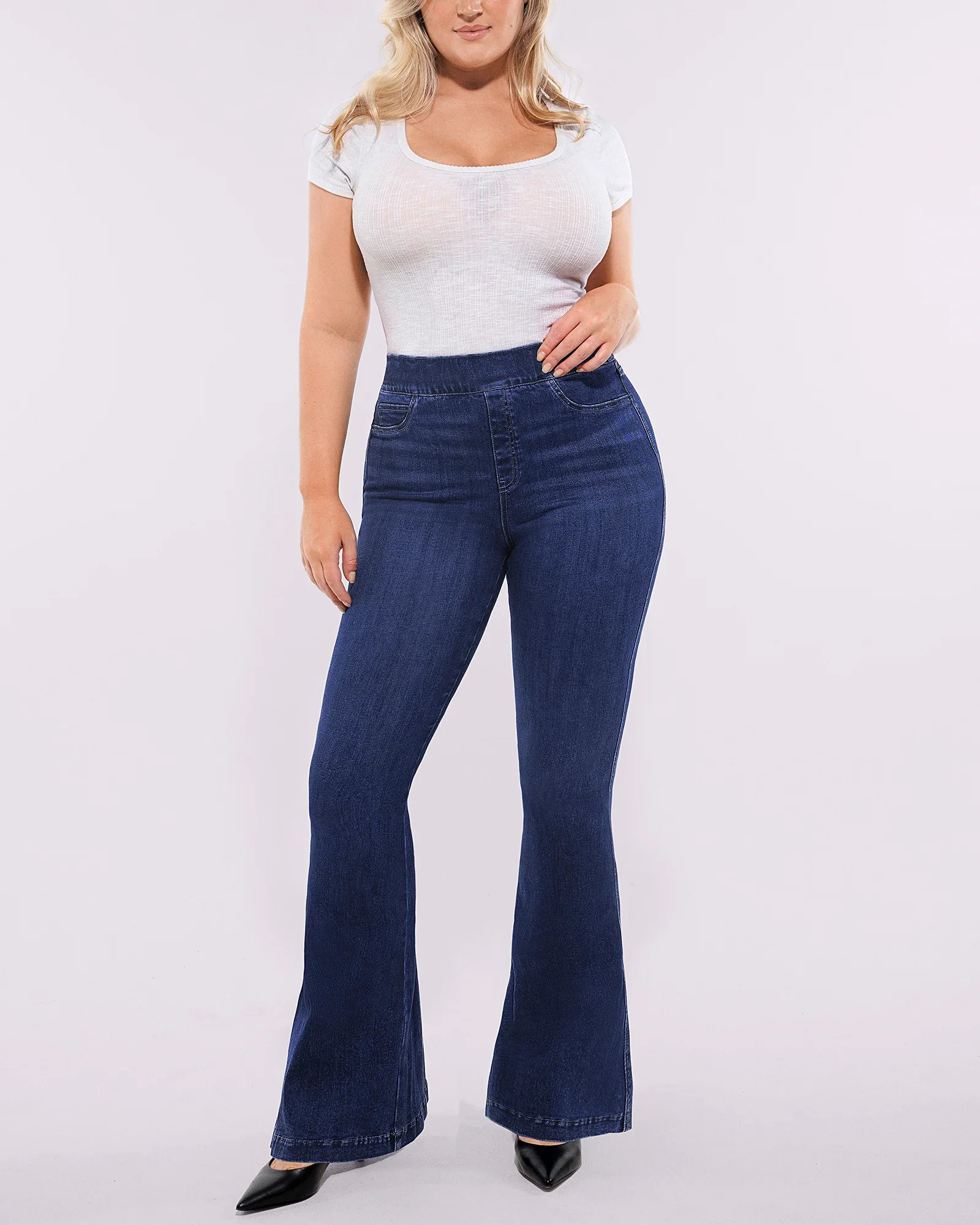 Bare Essentials™ AirSlim® High-Waisted Padded Hip Flare Jeans | Shapellx Affiliate Program