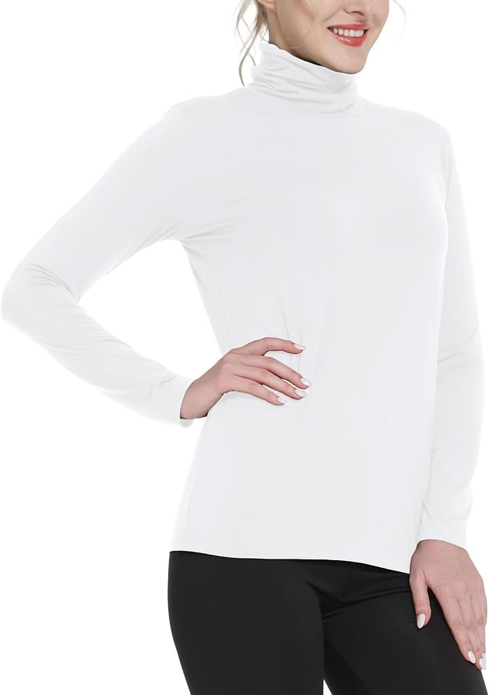 Thermal Shirts for Women Thermal Tops Long Sleeve Fleece Lined Top Turtleneck Warm Undershirt | Amazon (US)