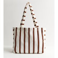 Brown Stripe Print Canvas Tote Bag New Look | New Look (UK)