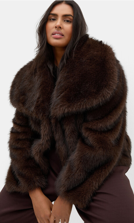 Faith Faux Fur Jacket - espresso | City Chic AU