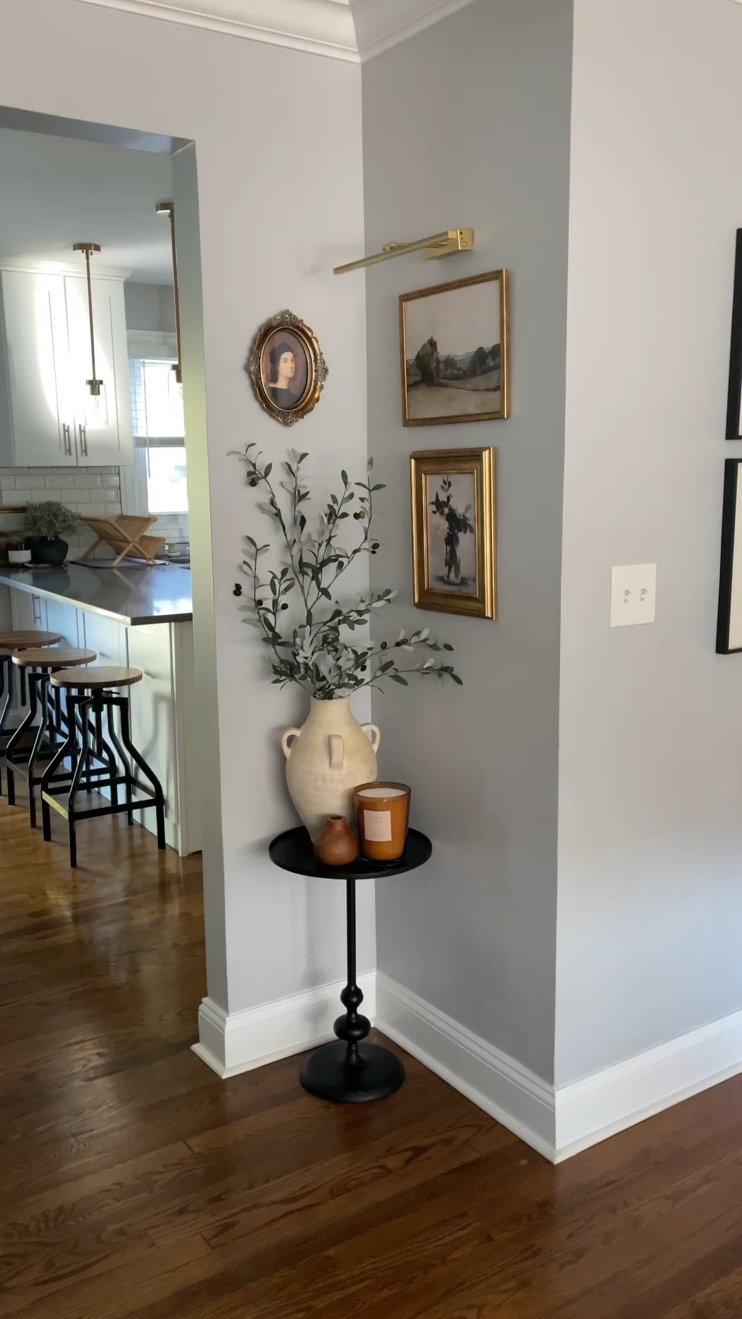 For so long I didn’t quite know what to do with this little area, but what better way to utilize dead space than with random antique paintings and olive branches ✨

Small corner styling, transitional decor, gallery wall

#LTKFindsUnder100 #LTKHome #LTKFindsUnder50