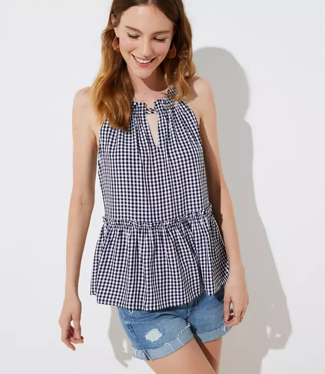 Gingham Peplum Halter Cami | LOFT | LOFT
