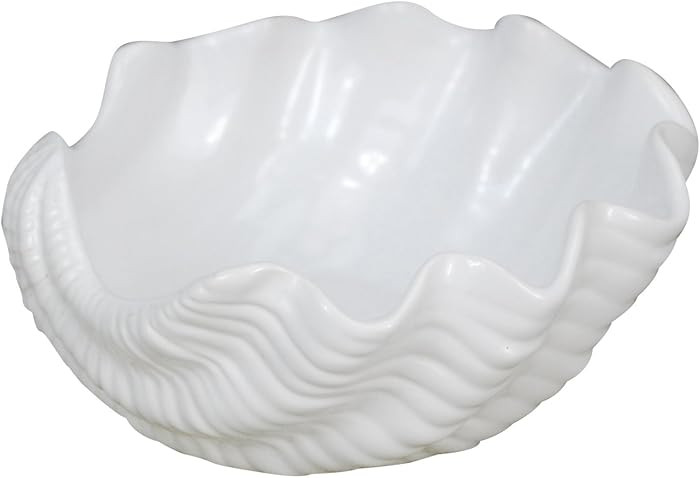 DDR Clam Shell Shaped White Serving Bowl 7 Inches Ceramic | Amazon (US)