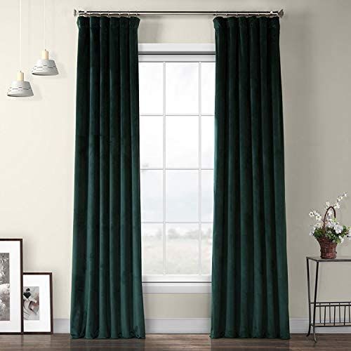 HPD Half Price Drapes VPYC Heritage Plush Velvet Curtain (1 Panel), 50 X 108, Forestry Green | Amazon (US)