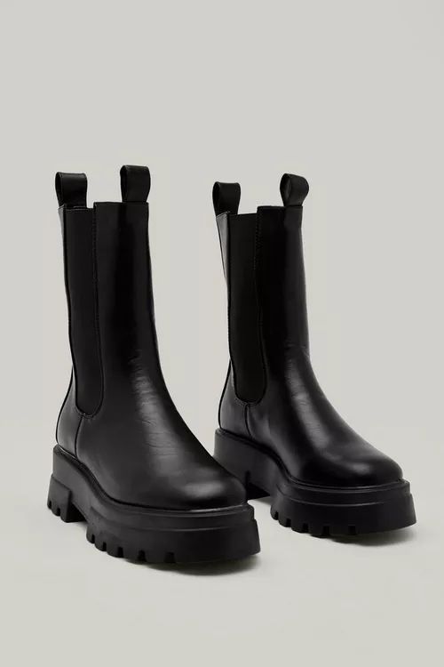 Wf Faux Leather Chunky Tab Chelsea Boots | Nasty Gal (US)