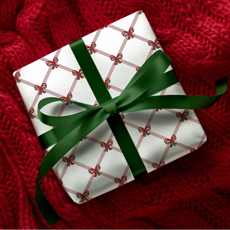 Red and Green Bows Christmas Wrapping Paper, 120 sq ft, by Holiday Time | Walmart (US)