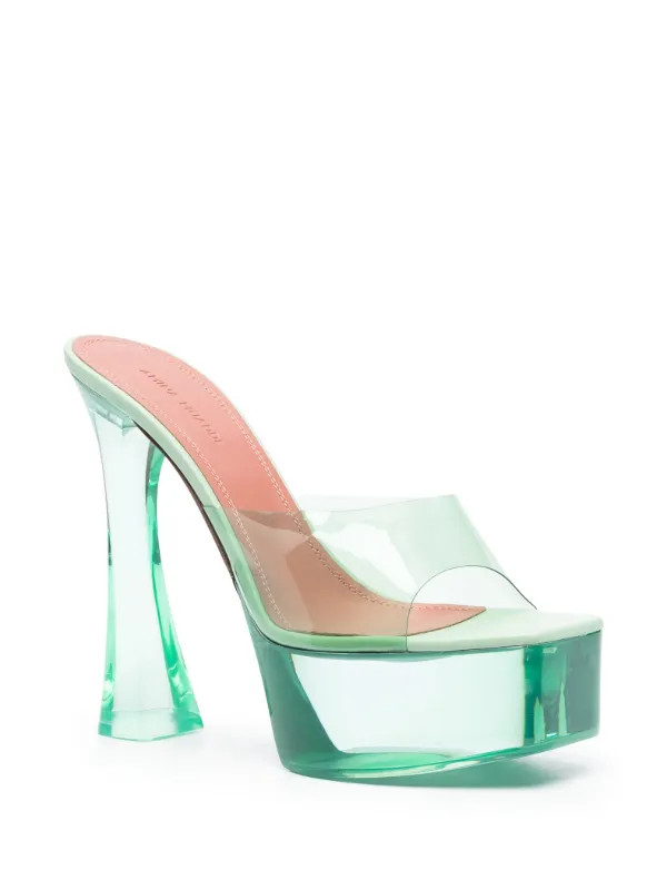 Amina Muaddi Dalida Glass 145mm Platform Sandals - Farfetch | Farfetch Global
