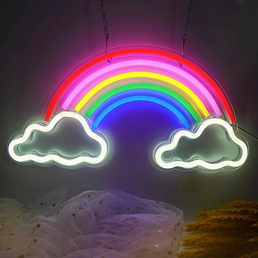 Neon Sign Light, Neon Rainbow Light for Kids USB Powered Rainbows LED Signs for Bedroom, Neon Sig... | Amazon (US)