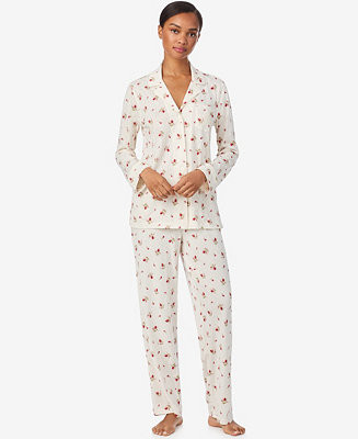 Women's Long Sleeves Notch Collar Pajama Set | Macy's