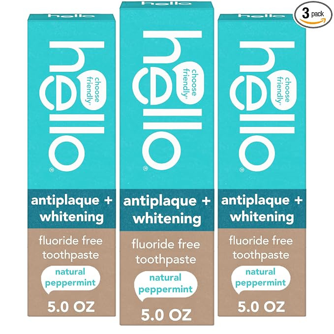 Hello Antiplaque and Whitening Fluoride Free Toothpaste, 5 Oz Tube, Whitening Toothpaste with Nat... | Amazon (US)