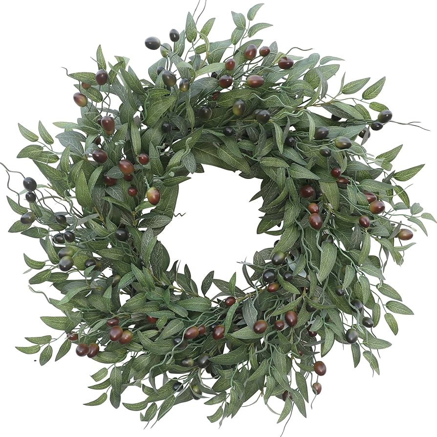 Olive Wreath 26 Inch Wreaths for Front Door with Purely Handmade Realistic Dense Olive Leaf Olive... | Amazon (US)