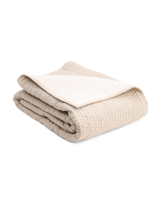 Linen Blend Pick Stitch Quilt | TJ Maxx