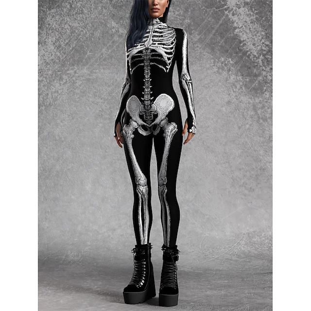Bodysuit Full Body Catsuit Skull Skeleton Scary Costume Front Zipper Kid's Adults' Men's Women's ... | Lightinthebox